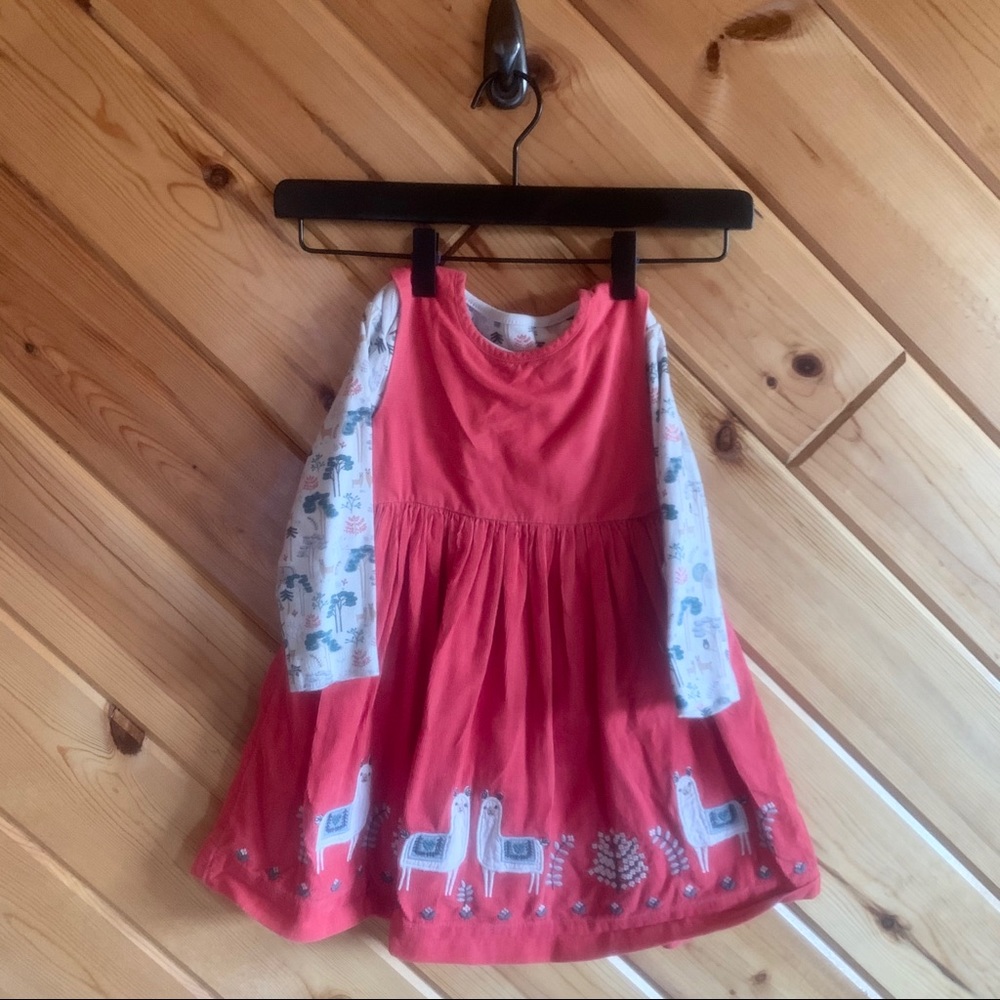 M&S Llama Pinafore Long Sleeve Onesie 18-24m Girl